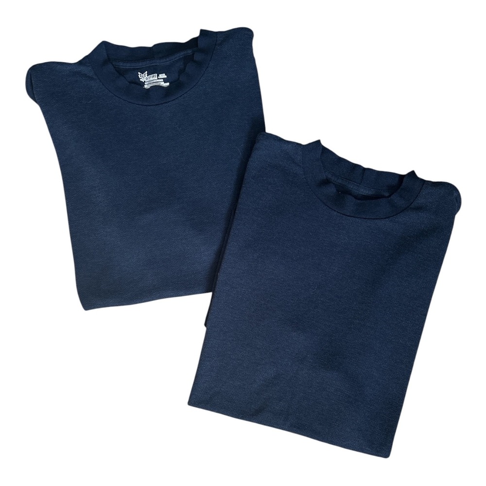 DriFire FR Short Sleeve Navy Blue Base Layer T-Shirts, Large, Set of 2, Utility